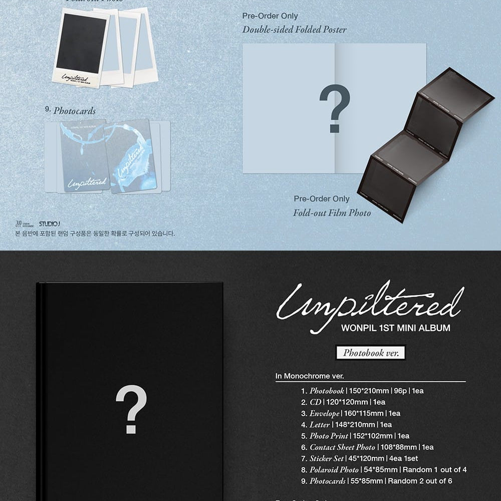 Korea Pop Store WONPIL - 1st Mini Album [Unpiltered] (Photobook Ver.) Kawaii Gifts
