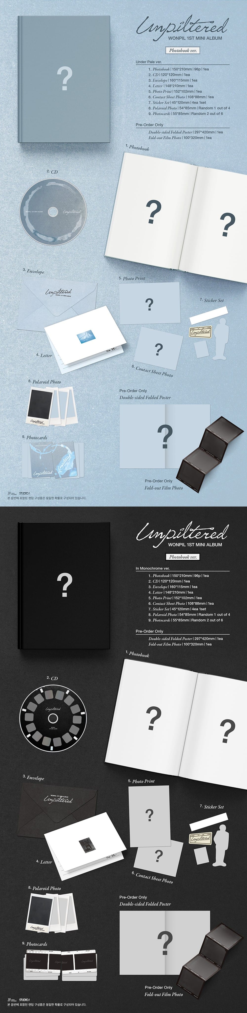 Korea Pop Store WONPIL - 1st Mini Album [Unpiltered] (Photobook Ver.) Kawaii Gifts