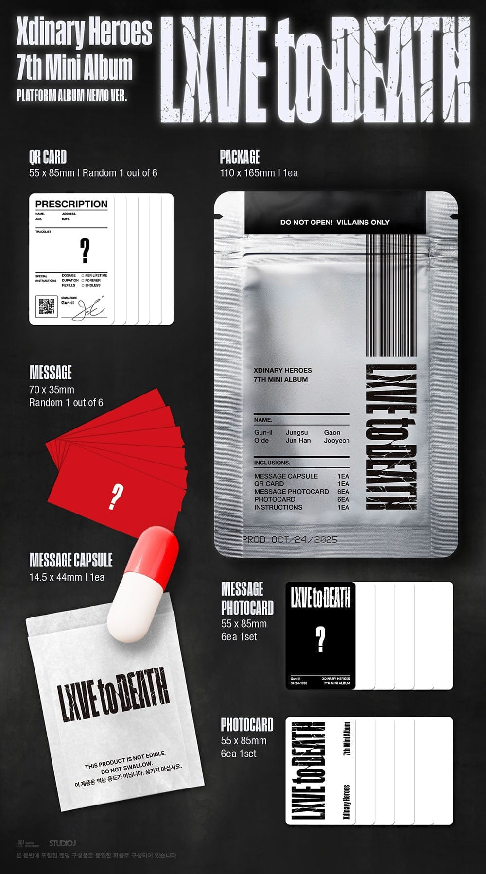 Korea Pop Store Xdinary Heroes - 7th Mini Album [Lxve to Death] (Platform Album Nemo Ver.) Kawaii Gifts