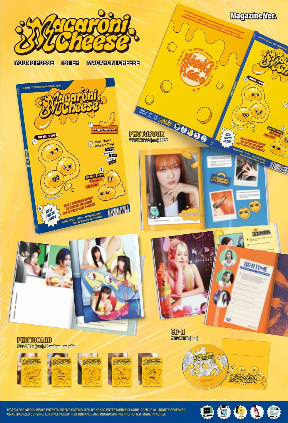 Korea Pop Store YOUNG POSSE - [Macaroni Cheese] (1st Mini Album) (Magazine Ver.) Kawaii Gifts