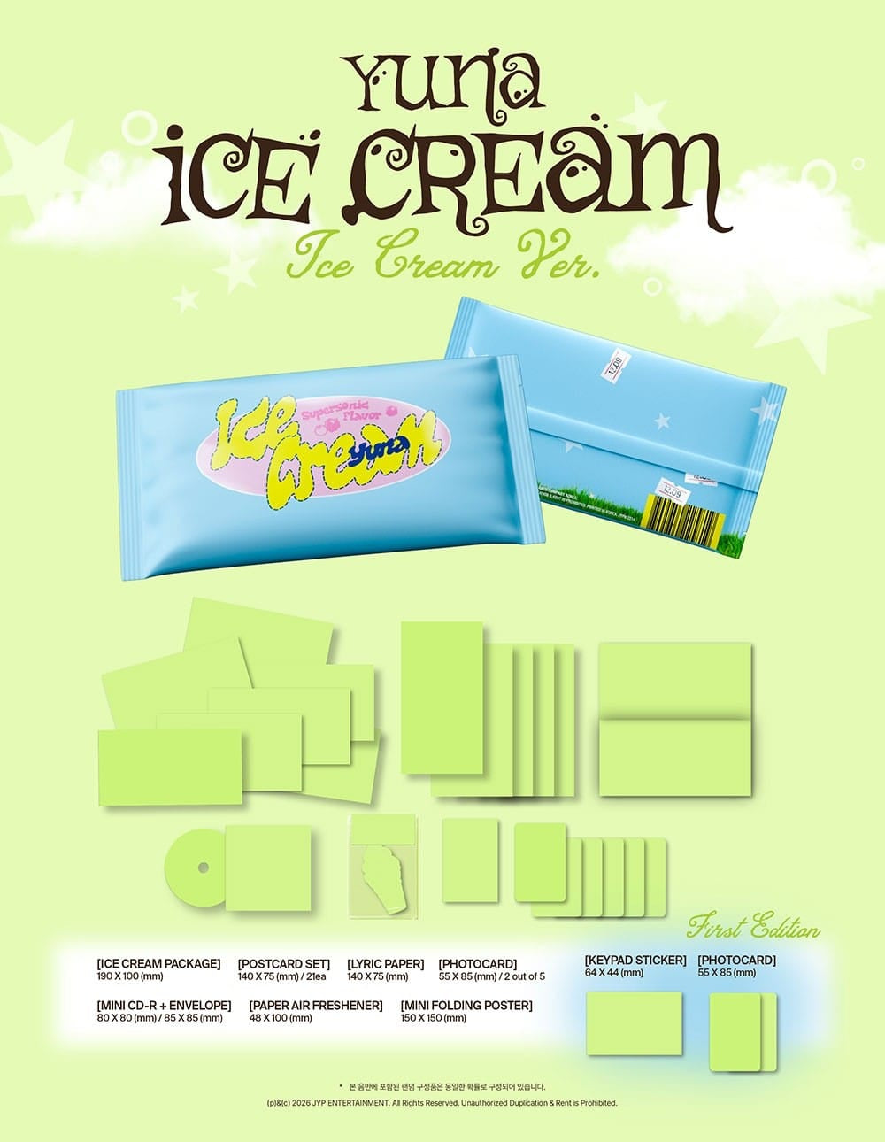Korea Pop Store YUNA (ITZY) - [Ice Cream] (Ice Cream Ver.) Kawaii Gifts 8809954225819