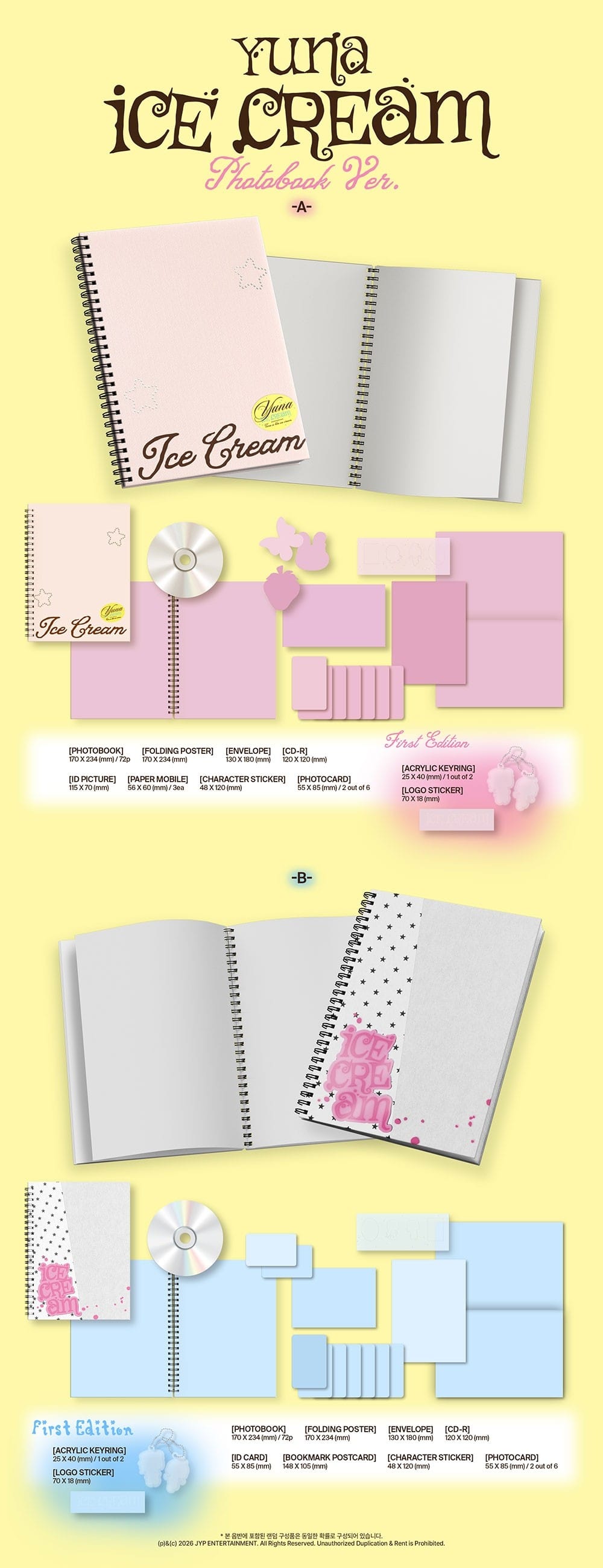 Korea Pop Store YUNA (ITZY) - [Ice Cream] (Photobook Ver.) Kawaii Gifts 8809954225796