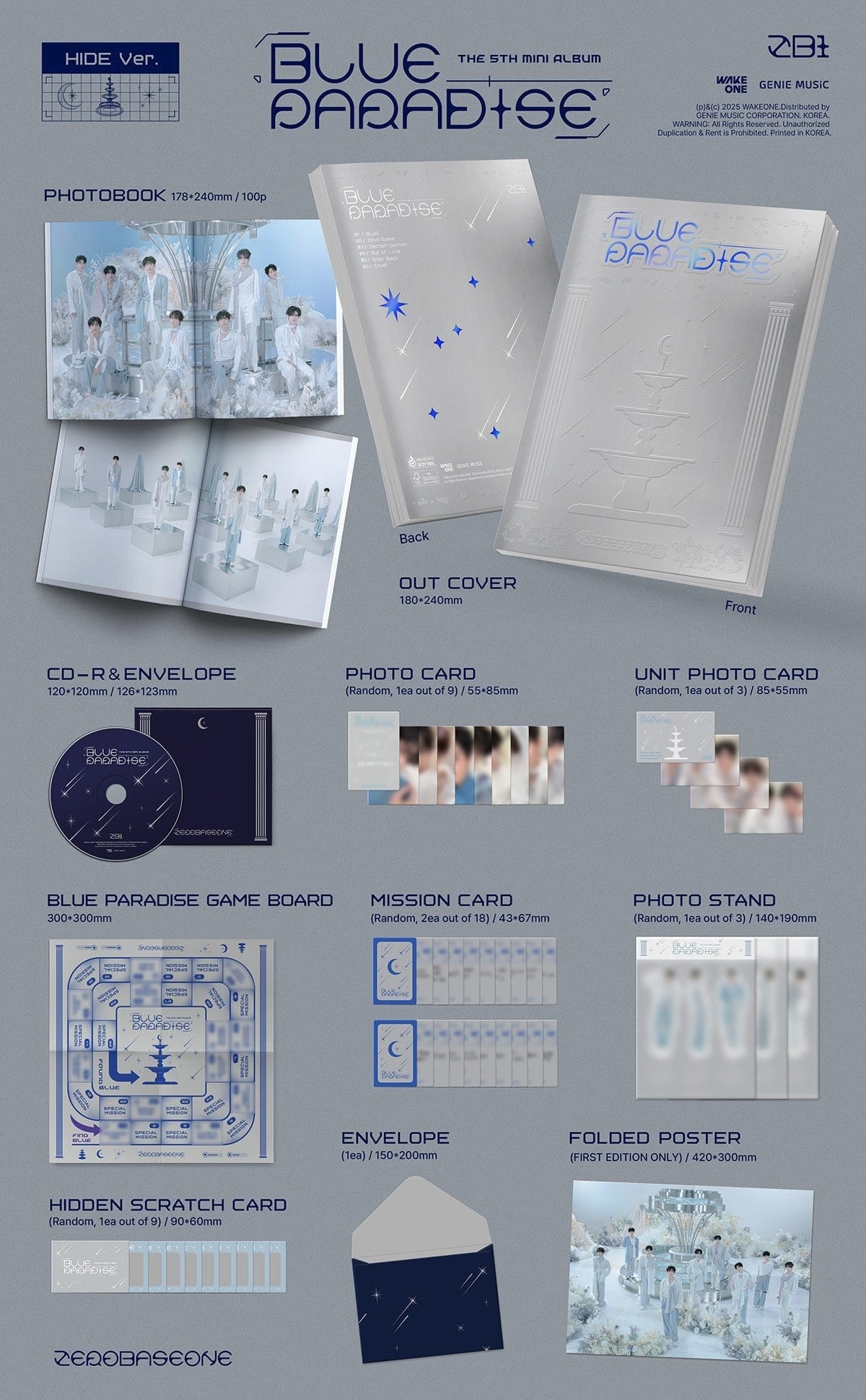 Korea Pop Store ZEROBASEONE - [Blue Paradise] (5th Mini Album) Kawaii Gifts