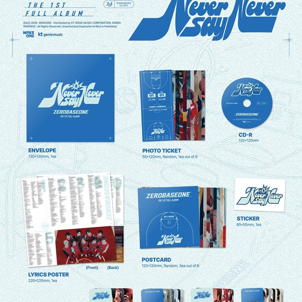 Korea Pop Store ZEROBASEONE - The 1st Full Album [Never Say Never] (Slam Dunk Ver.) Kawaii Gifts 8809704433563