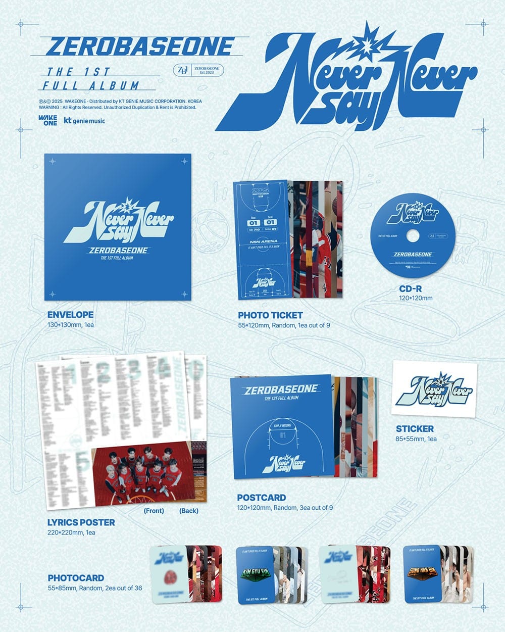 Korea Pop Store ZEROBASEONE - The 1st Full Album [Never Say Never] (Slam Dunk Ver.) Kawaii Gifts 8809704433563