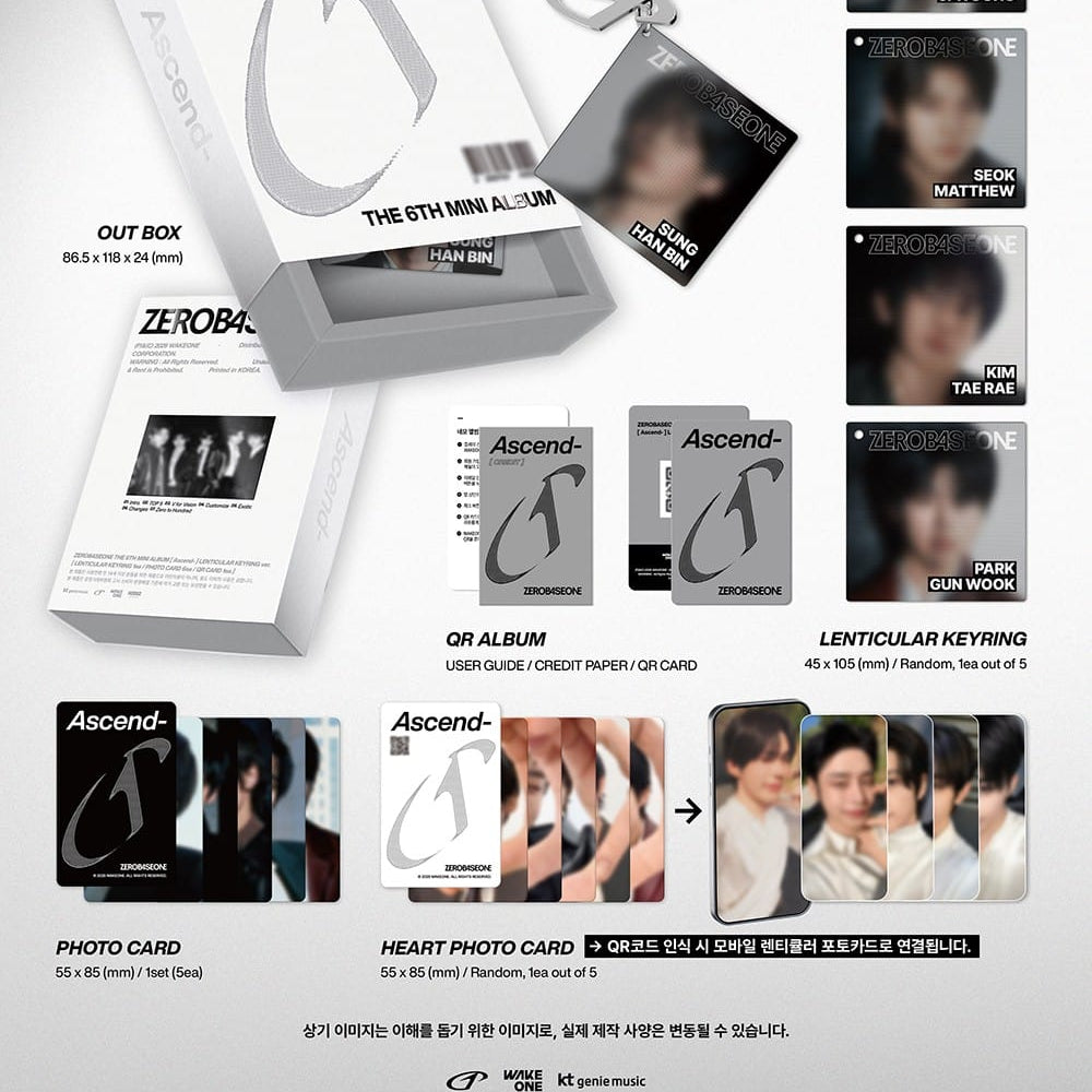 Korea Pop Store ZEROBASEONE - The 6th Mini Album [Ascend-] (Lenticular Keyring Ver.) Kawaii Gifts