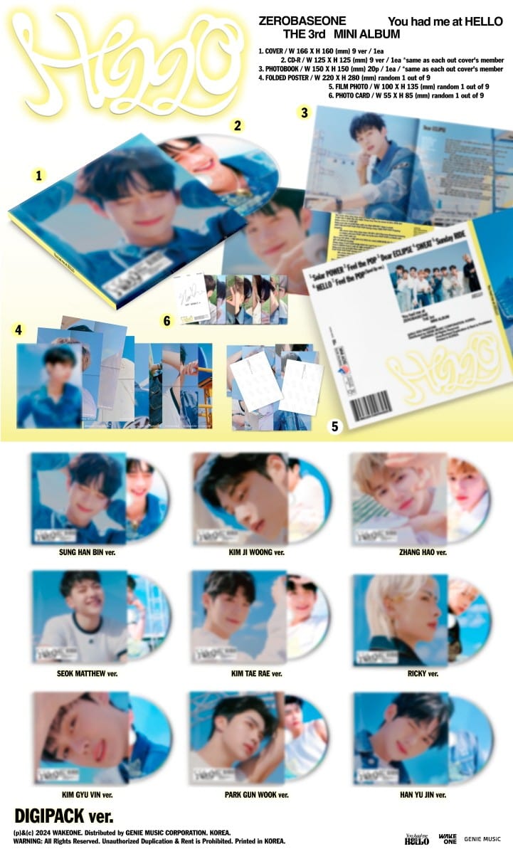 Korea Pop Store ZEROBASEONE - [You Had Me at Hello] (3rd Mini Album) (Digipack Ver.) Kawaii Gifts 8809704428255