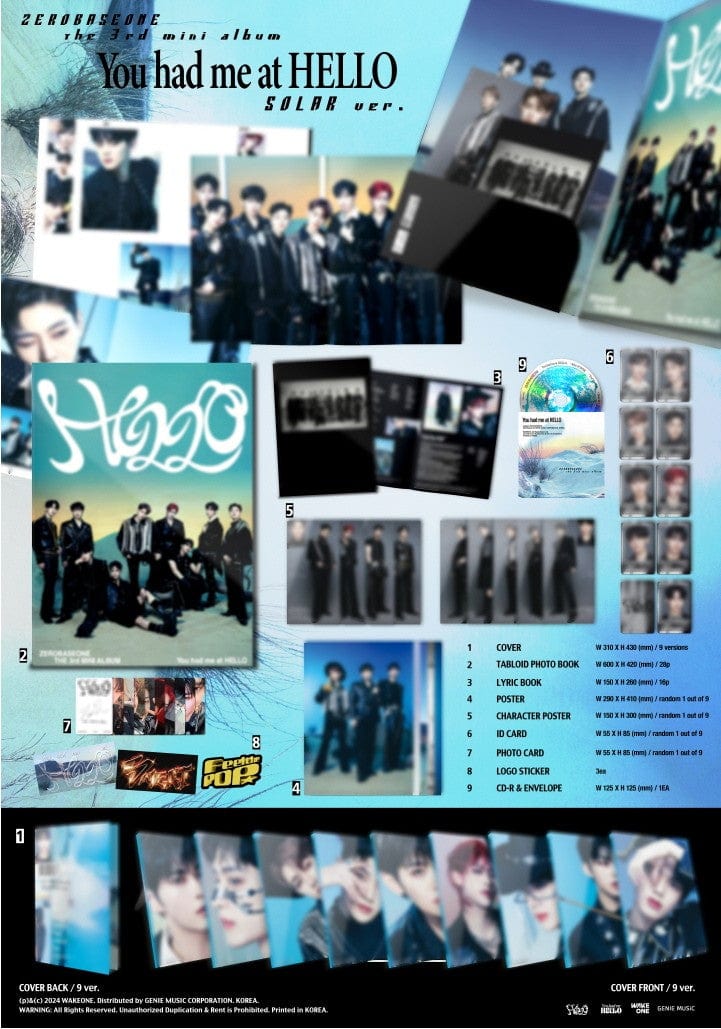 Korea Pop Store ZEROBASEONE - [You Had Me at Hello] (3rd Mini Album) (Solar Ver.) Kawaii Gifts 8809704428286
