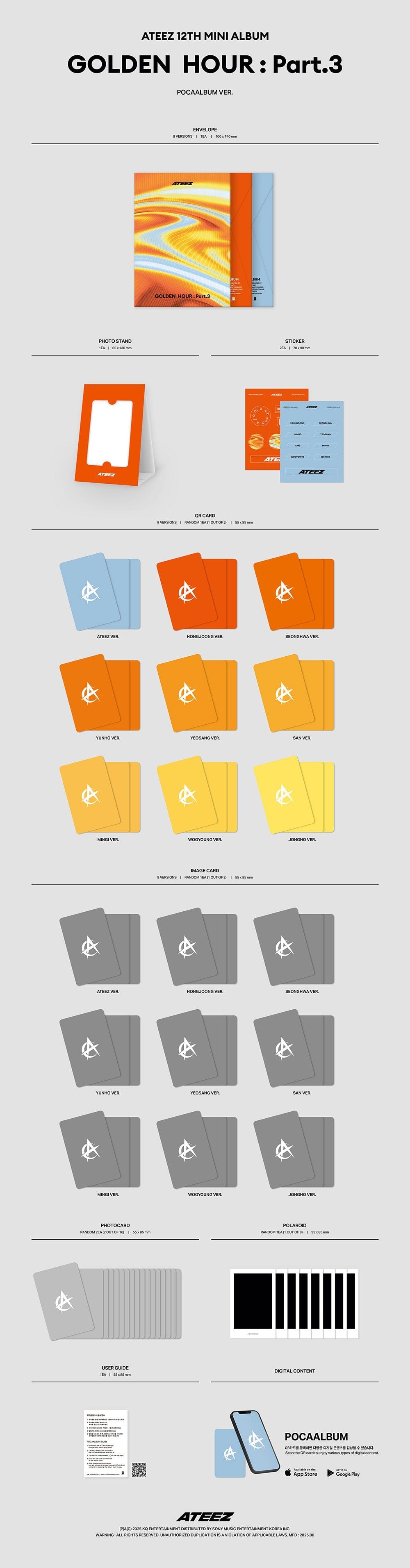 Korea Pop Store ATEEZ - Golden Hour : Part.3 (Pocaalbum Ver.) Kawaii Gifts