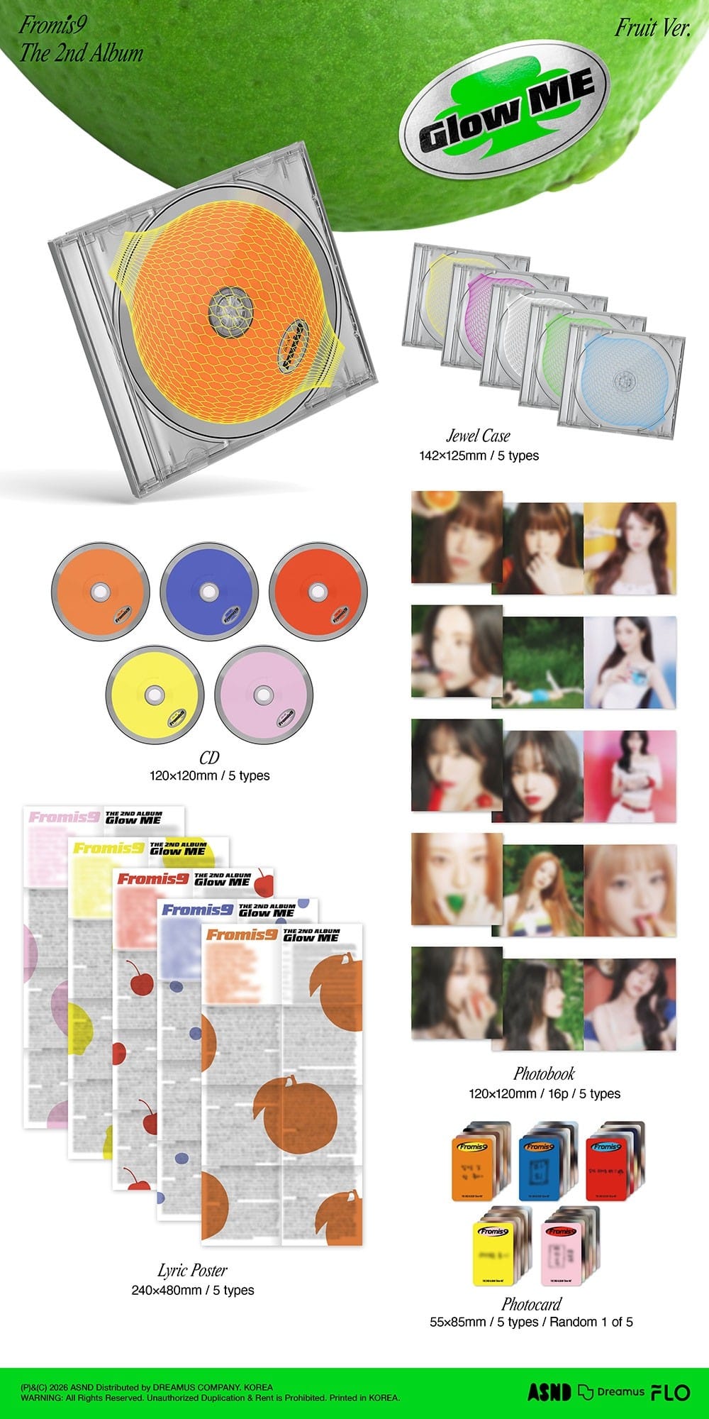 Korea Pop Store FROMIS_9 - The 2nd Album [Glow Me] (Fruit Ver.) Kawaii Gifts