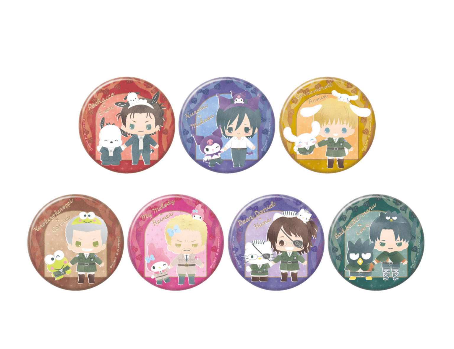 March Monster Attack On Titan x Sanrio Characters 2 Chibi Can Badge Surprise Kawaii Gifts 4970381649562