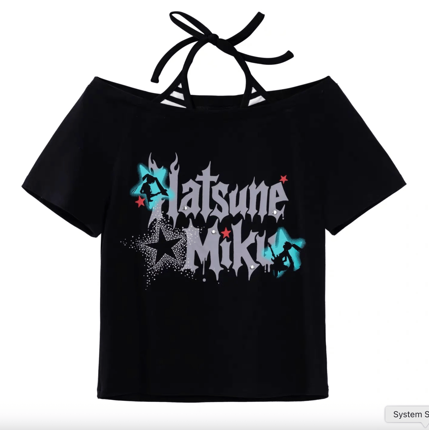 moeyu Hatsune Miku Rock the Future Retro Style Off-Shoulder Crop T-Shirt Kawaii Gifts