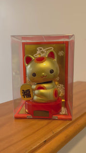 Kawaii Panda Xmas Bear and Lucky Cat Solar Powered Bobble Heads