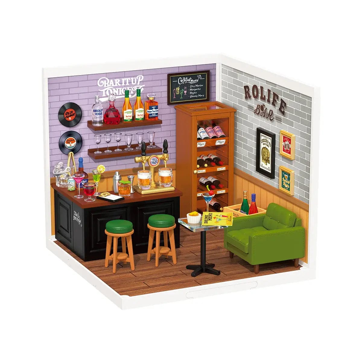 Robotime Leisurely Cheers Bar DIY Plastic Miniature House Kawaii Gifts