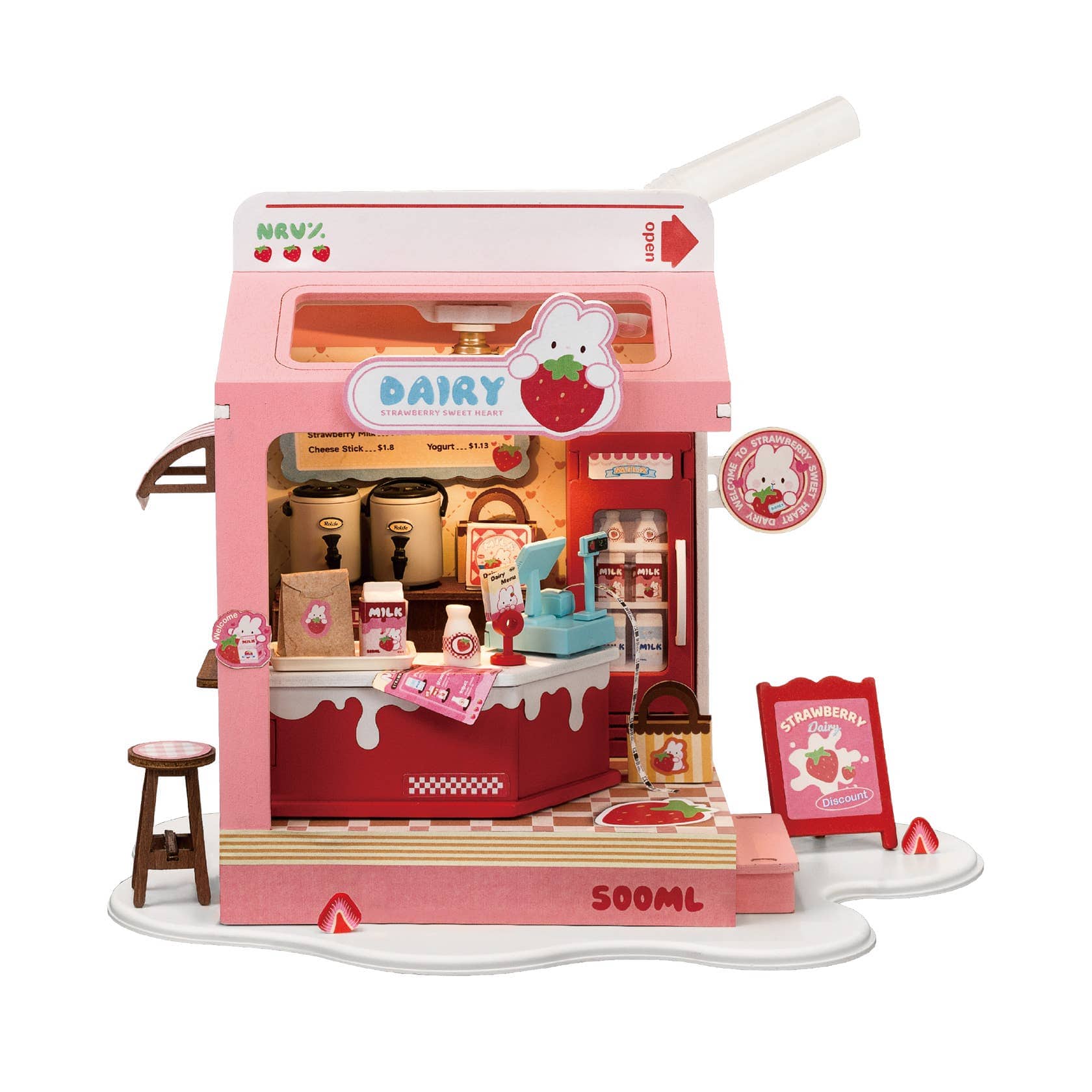 Robotime Strawberry Milk Box ROBOTIME Rolife DIY Miniature House Kawaii Gifts 6946785119886