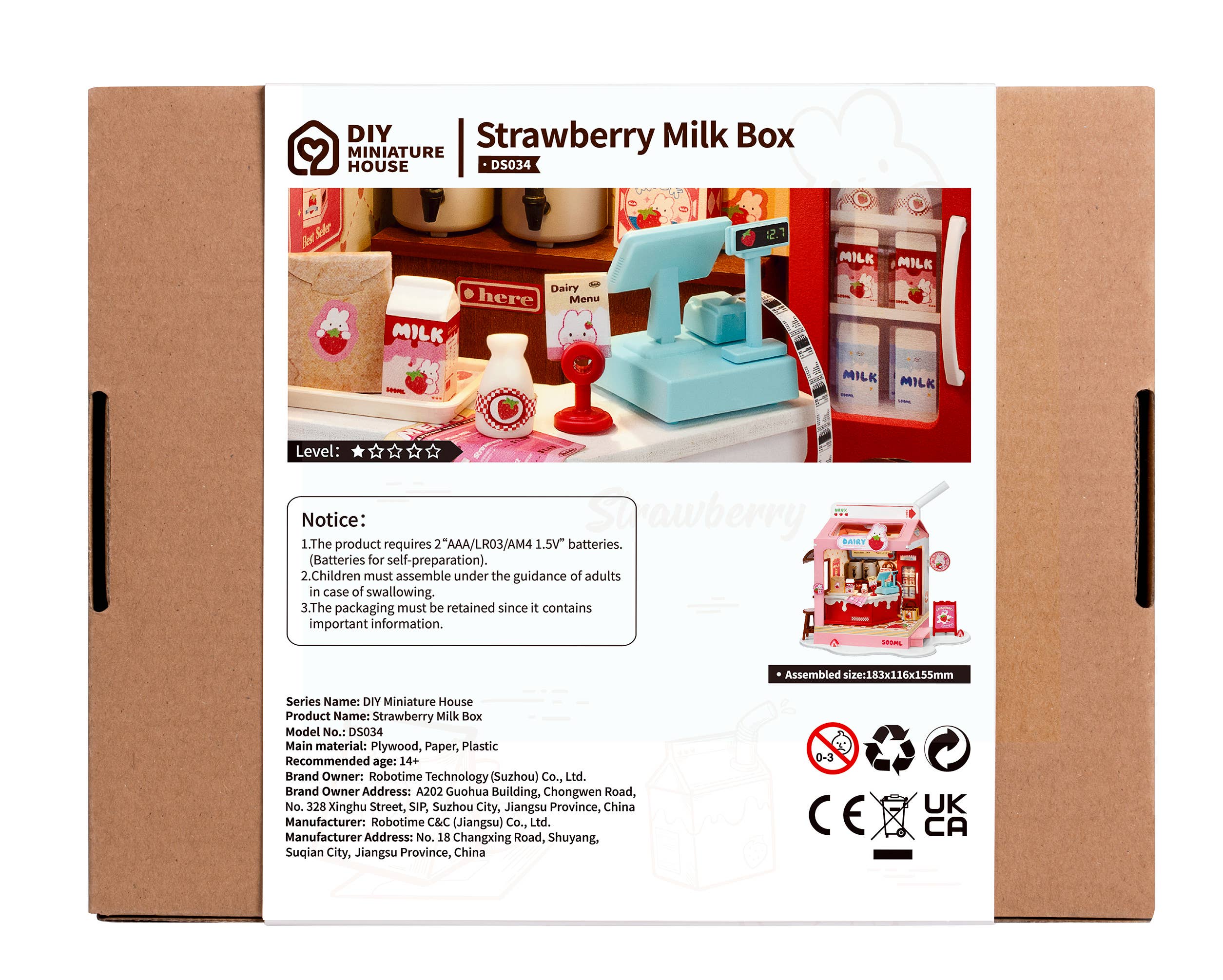 Robotime Strawberry Milk Box ROBOTIME Rolife DIY Miniature House Kawaii Gifts 6946785119886