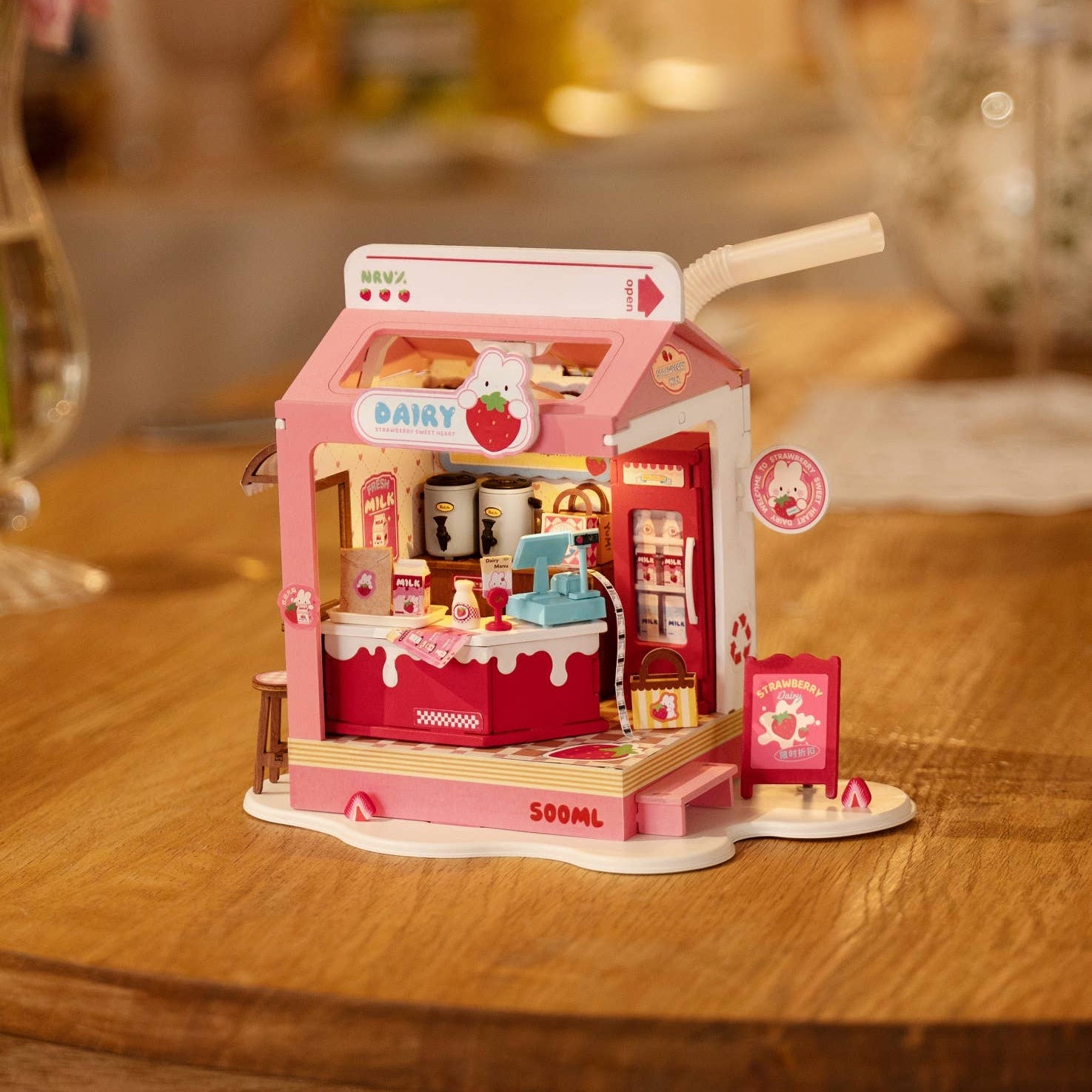 Robotime Strawberry Milk Box ROBOTIME Rolife DIY Miniature House Kawaii Gifts 6946785119886