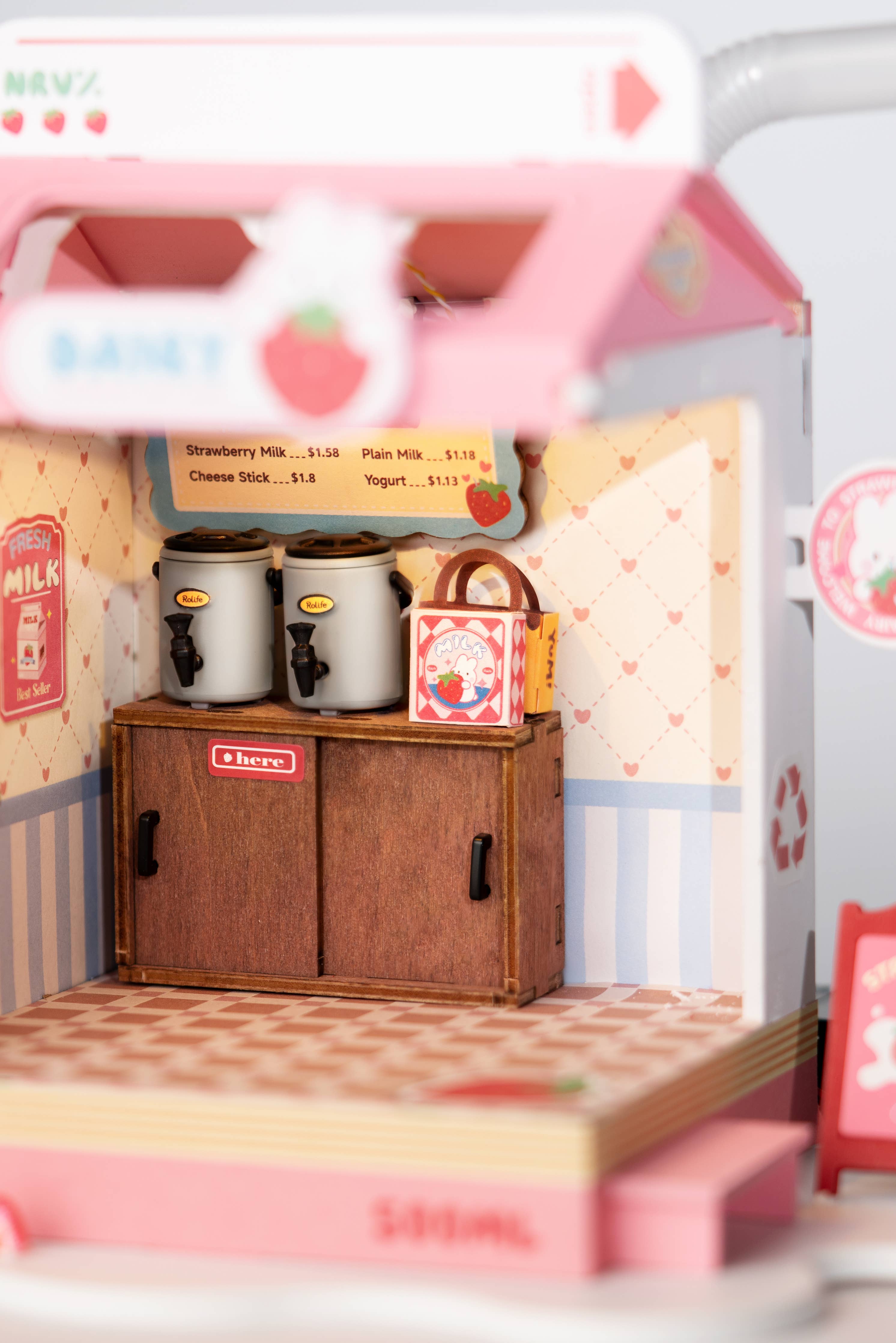 Robotime Strawberry Milk Box ROBOTIME Rolife DIY Miniature House Kawaii Gifts 6946785119886