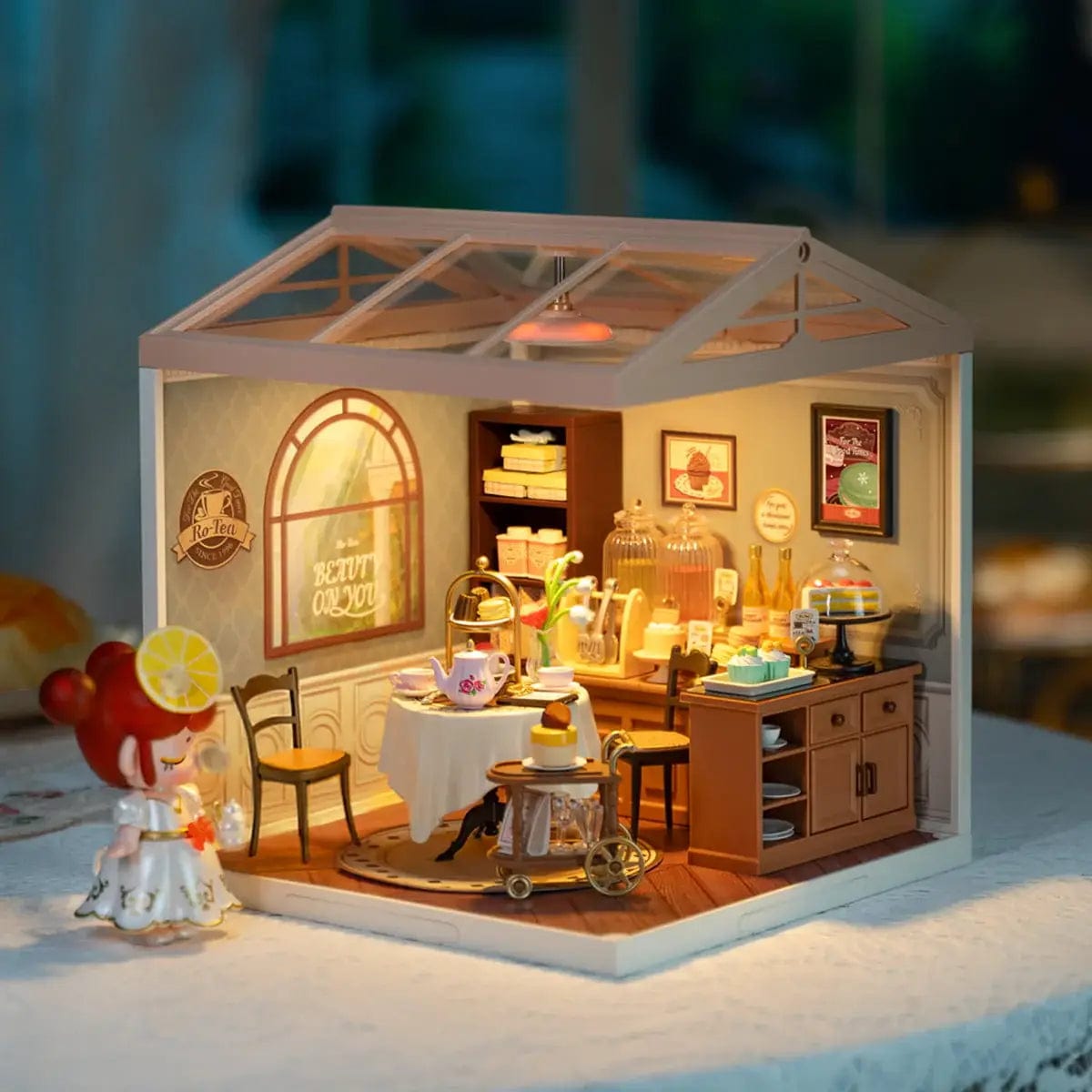 Robotime DW011 Rolife Sweet Sips Tea DIY Plastic Miniature House Kawaii Gifts