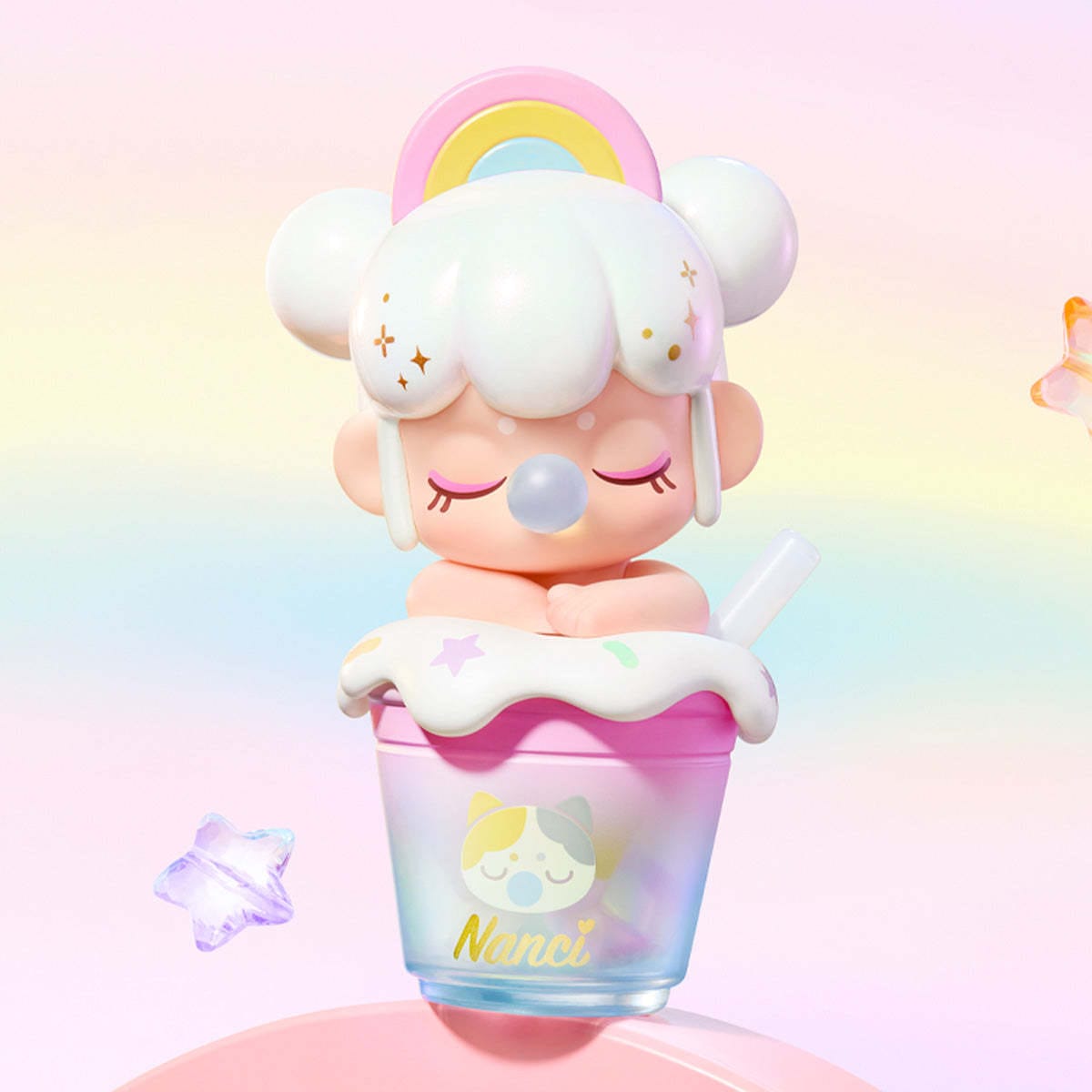 Robotime Baby Nanci Milk Tea with Glow in the Dark Ice Cubes Surprise Figures Blind Box Kawaii Gifts