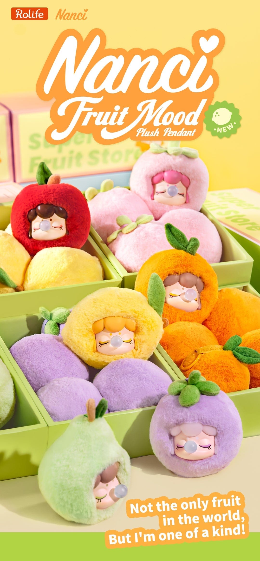 Robotime Nanci's Fruit Mood Surprise 4.5" Plush Bag Charm Blind Box Kawaii Gifts
