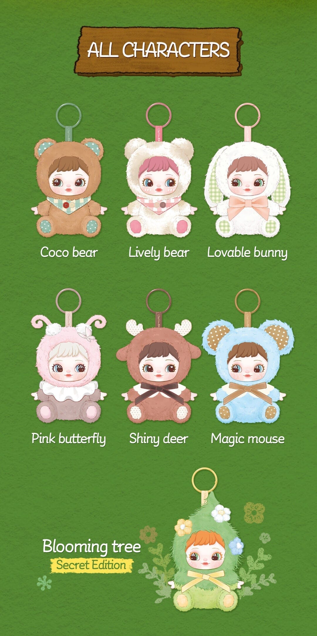 Robotime Rolife Charline Forest Hide & Seek Surprise 6.5" Plush Bag Charm Blind Box Kawaii Gifts