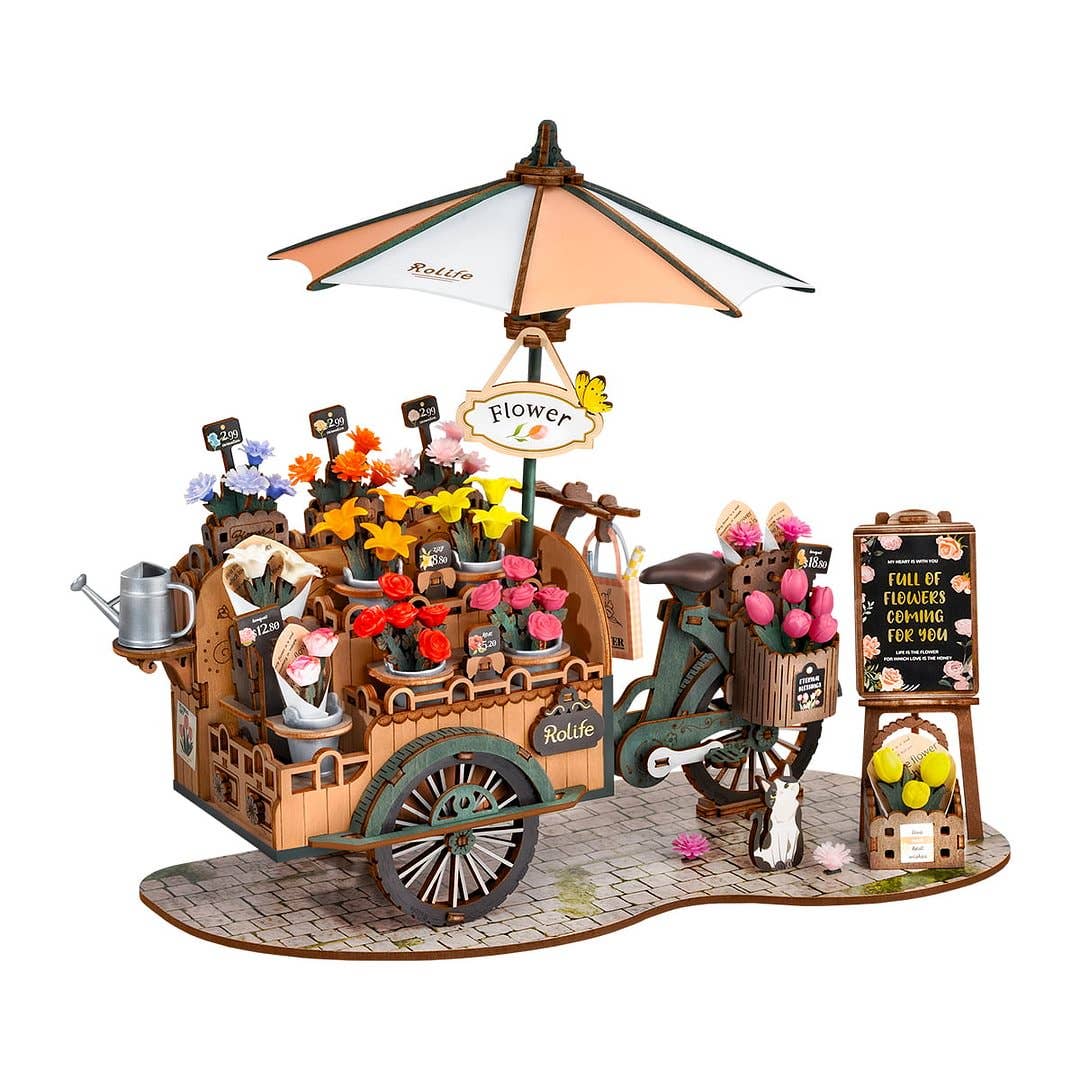 Robotime TGS03 Blossom Cart Rolife Wooden Puzzle DIY  Craft Kit Kawaii Gifts