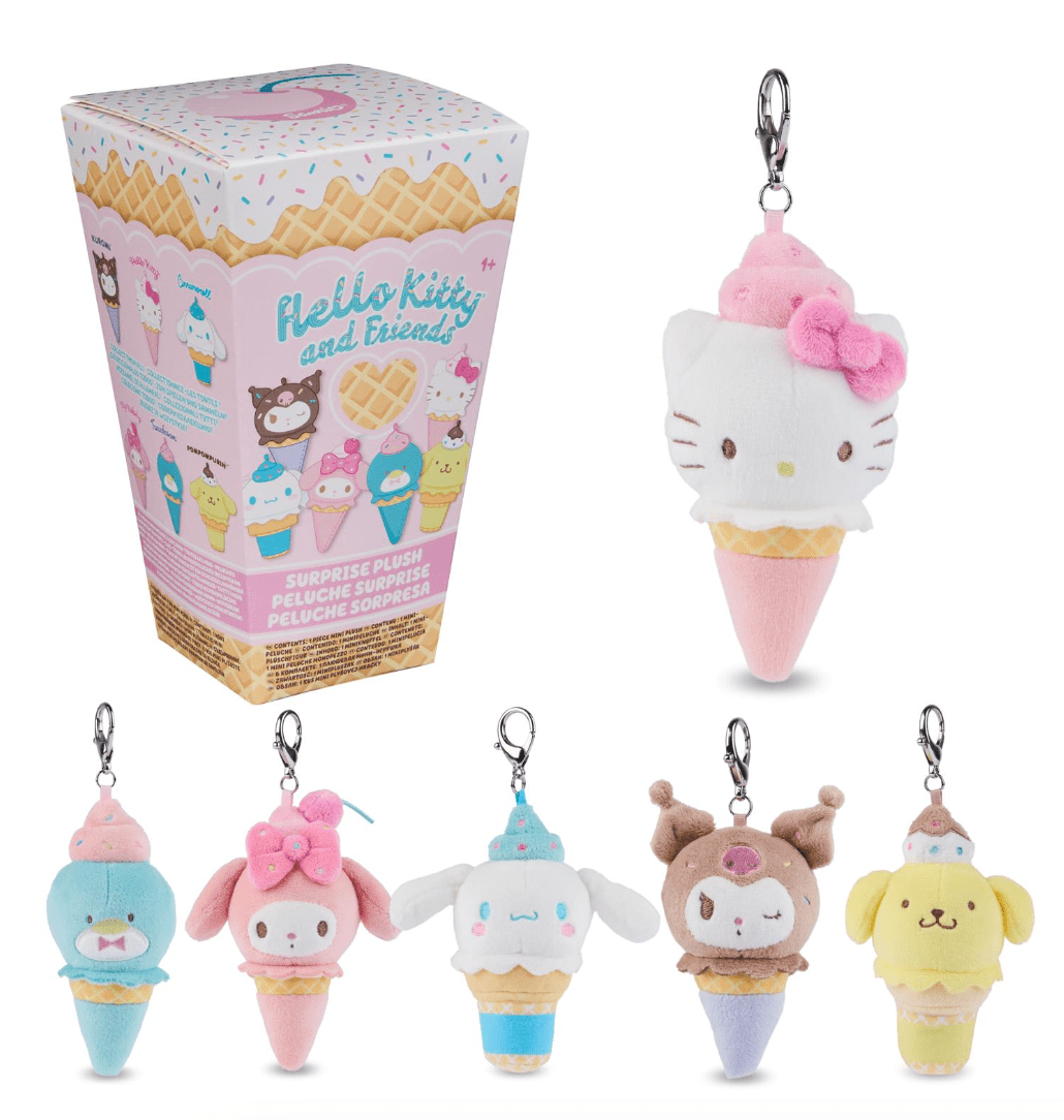 Spin Master Hello Kitty and Friends Ice Cream Cone 3" Surprise Plush Blind Box Kawaii Gifts