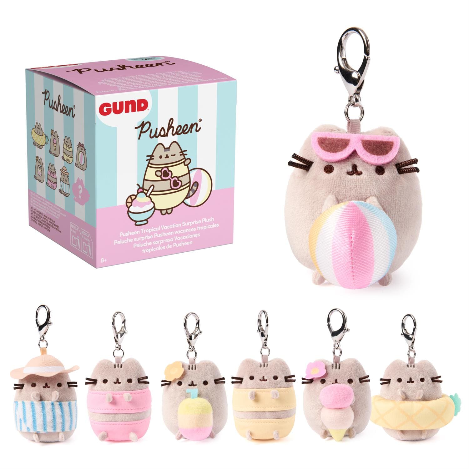 Spin Master Pusheen Tropical Vacation 3" Plush Keychain Surprise Box: Series 26 Kawaii Gifts 681147107885