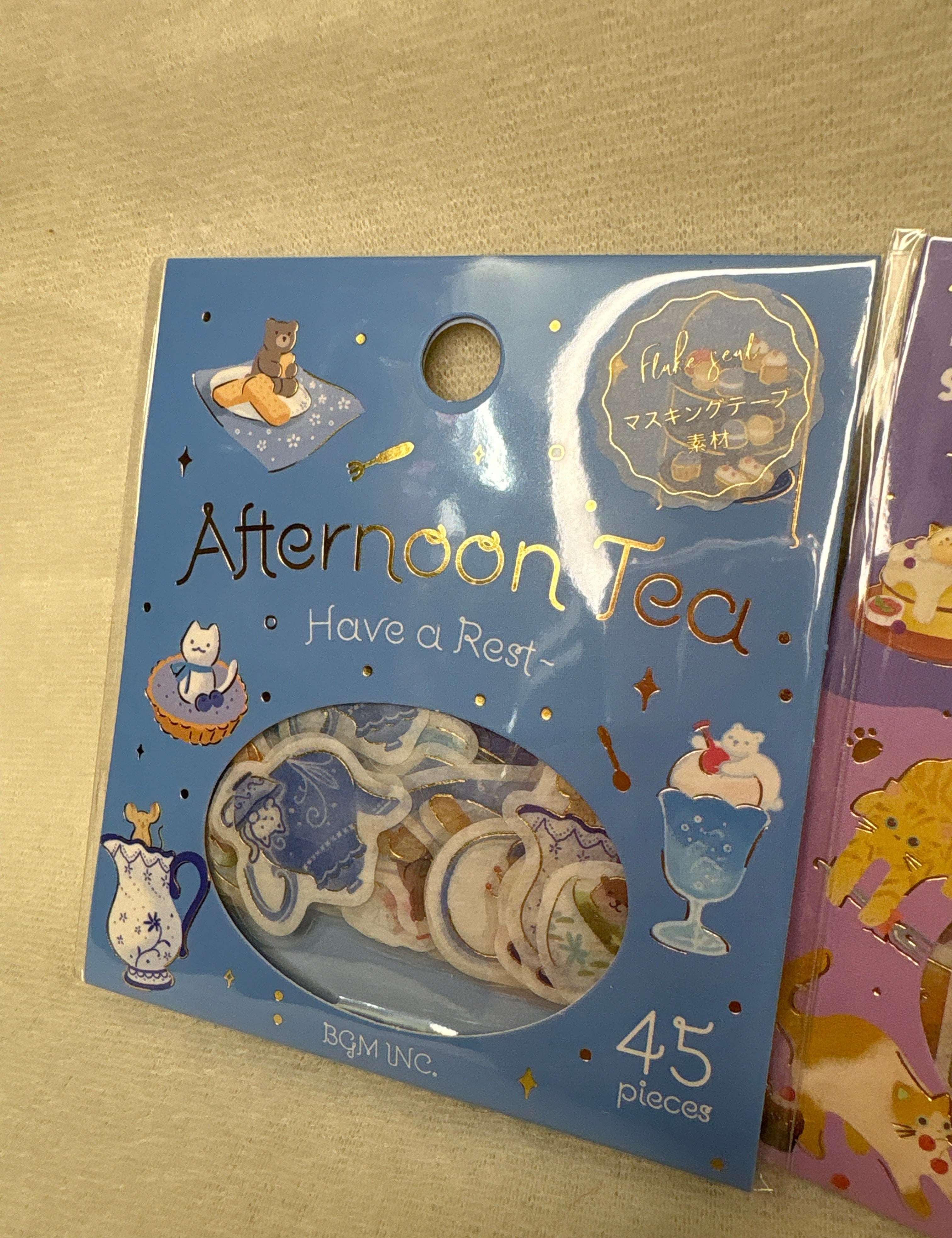 Spoon Inc BGM Washi Flake Stickers Blue Afternoon Tea Kawaii Gifts 4589435525785