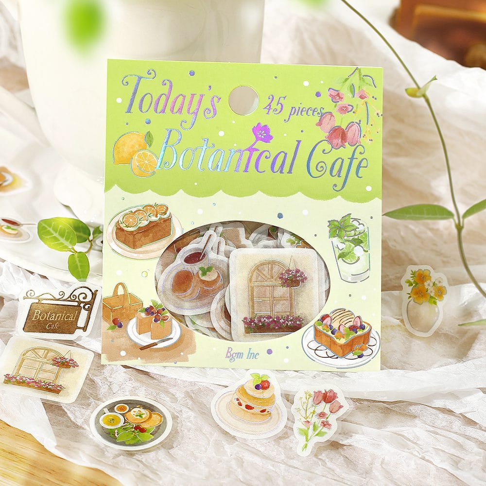 Spoon Inc BGM Washi Flake Stickers Botanical Cafe Kawaii Gifts