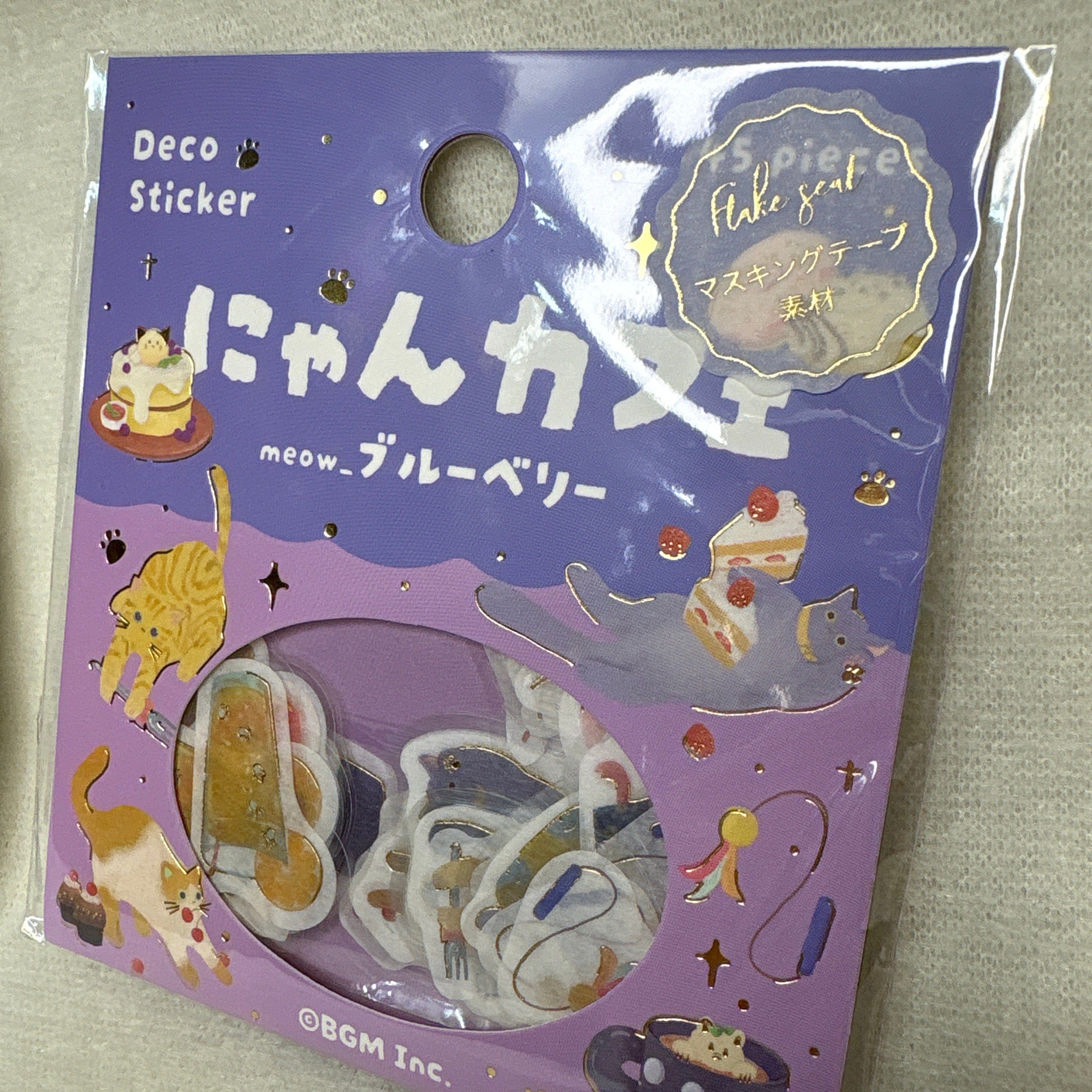Spoon Inc BGM Washi Flake Stickers Nyan Cafe Blueberry Kawaii Gifts 4589435525006
