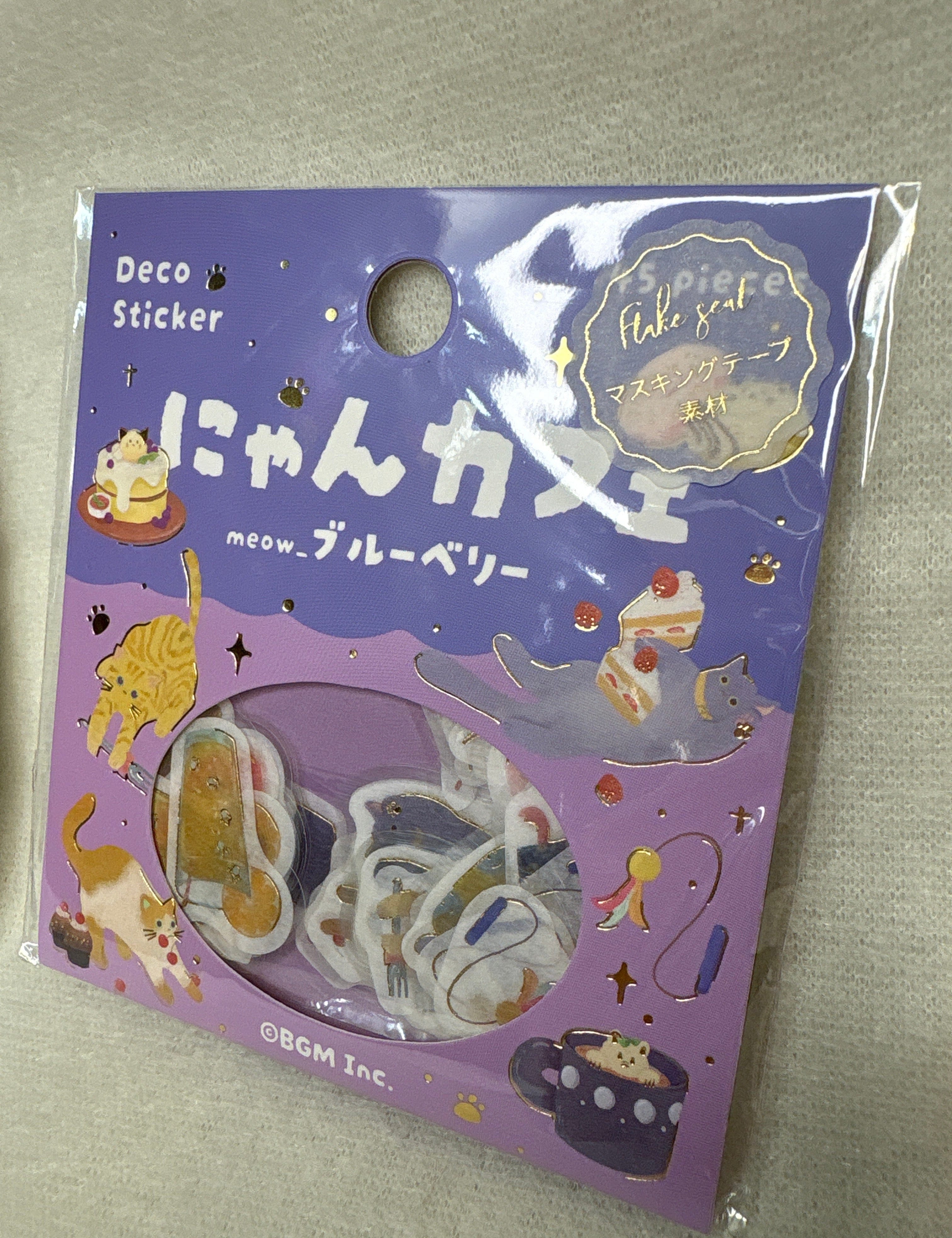 Spoon Inc BGM Washi Flake Stickers Nyan Cafe Blueberry Kawaii Gifts 4589435525006