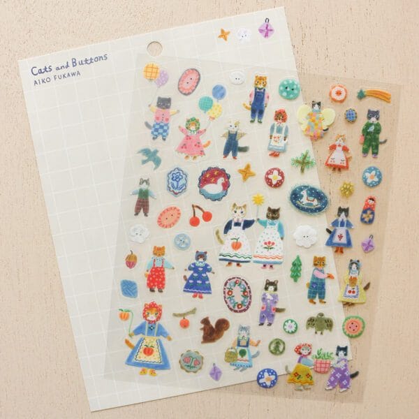 Spoon Inc Kinose Mini Stickers Cats and Buttons Kawaii Gifts
