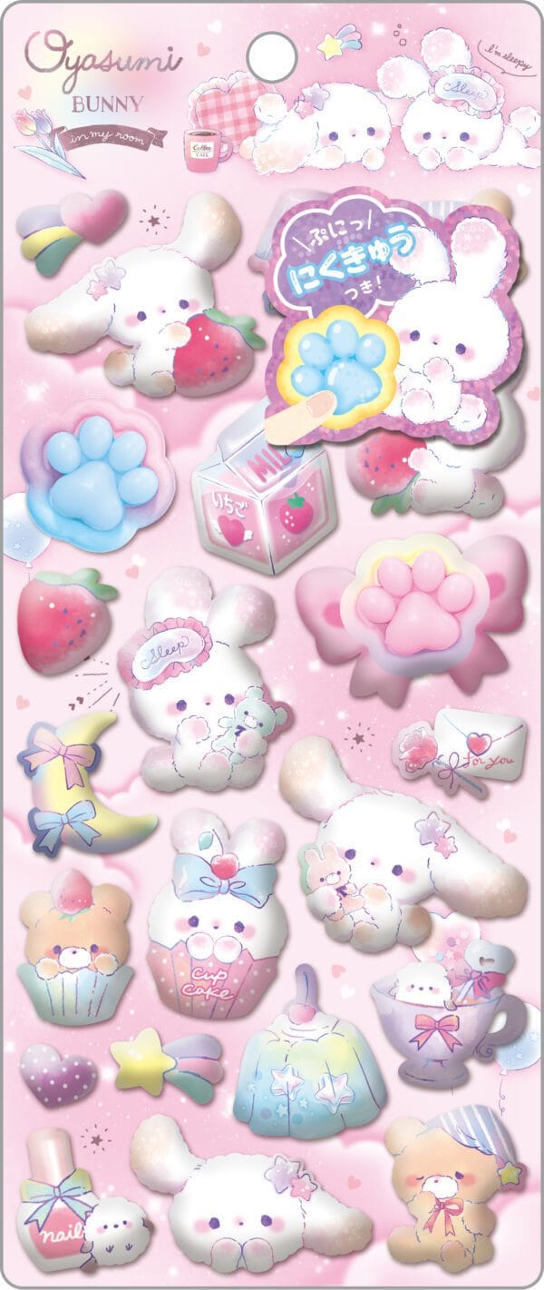 Spoon Inc Mocchimochi Stickers Oyasumi Bunny Kawaii Gifts 4550391012947