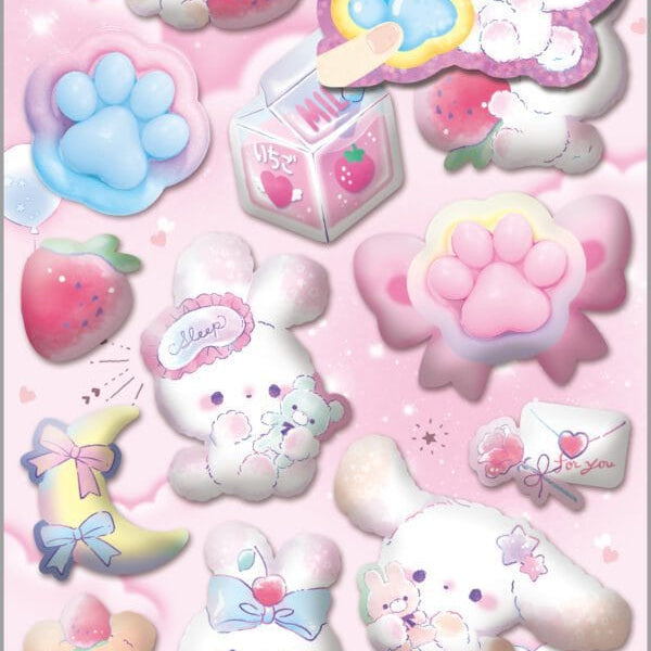 Spoon Inc Mocchimochi Stickers Oyasumi Bunny Kawaii Gifts 4550391012947