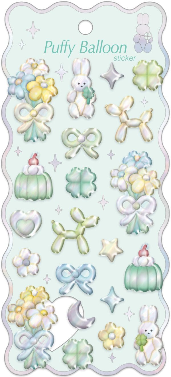 Spoon Inc Puffy Balloon Stickers Green Kawaii Gifts