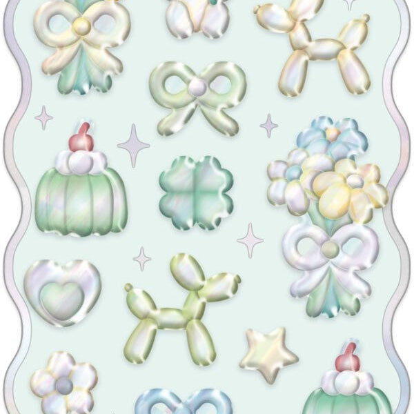 Spoon Inc Puffy Balloon Stickers Green Kawaii Gifts