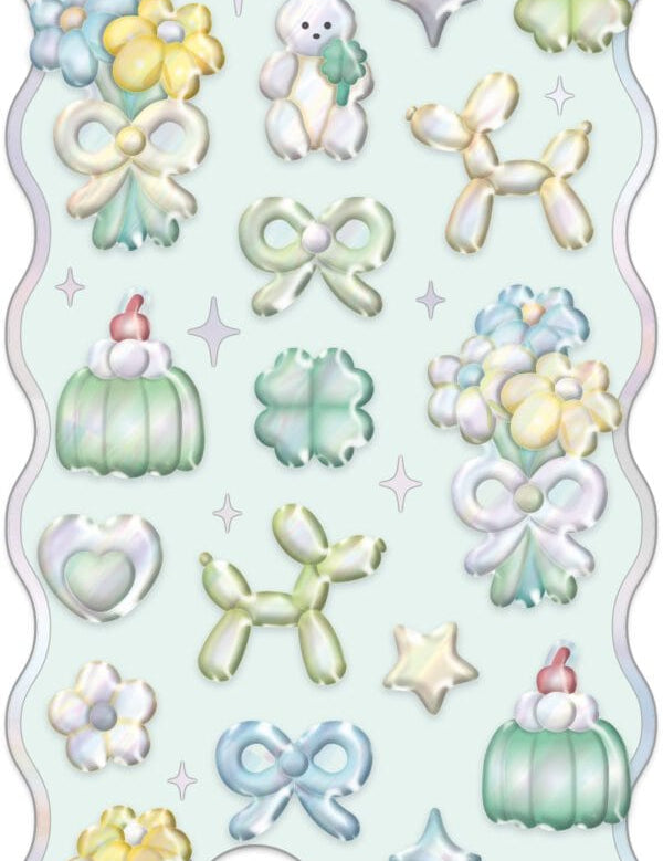 Spoon Inc Puffy Balloon Stickers Green Kawaii Gifts