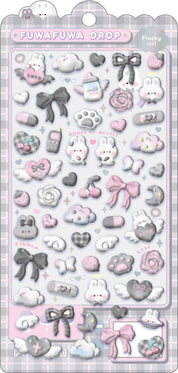 Spoon Inc Q-Lia Bon Bon Drop 3D Flocky Stickers Black & White Kawaii Gifts