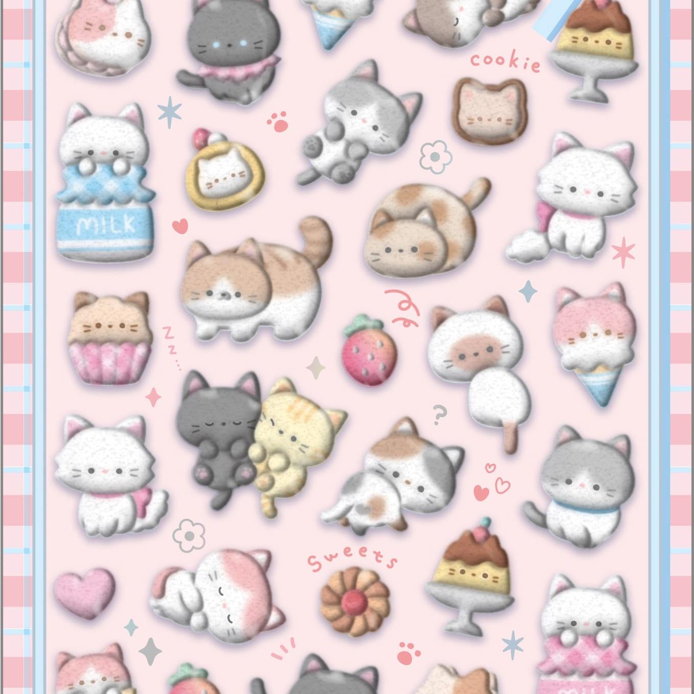Spoon Inc Q-Lia Bon Bon Drop 3D Flocky Stickers Cats Kawaii Gifts