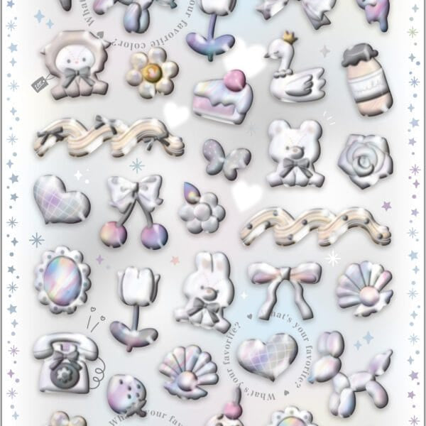 Spoon Inc Q-Lia Bon Bon Drop 3D Pearl Veil Stickers White Kawaii Gifts
