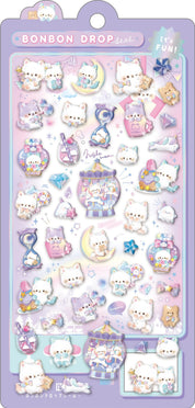 Spoon Inc Q-Lia Bon Bon Drop 3D Stickers Purple Dreaming Kittens Kawaii Gifts