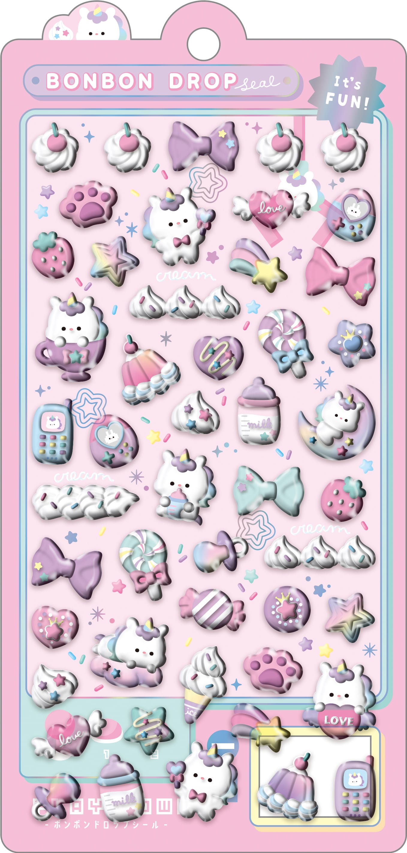 Spoon Inc Q-Lia Bon Bon Drop 3D Stickers Unicorn Kawaii Gifts