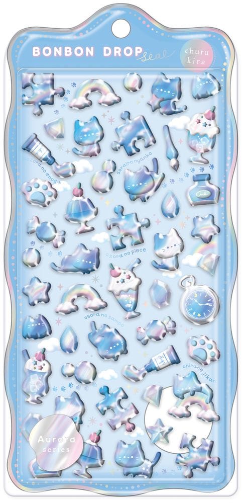 Spoon Inc Q-Lia Bon Bon Drop Aurora 3D Stickers Bright Sky Kittens Kawaii Gifts