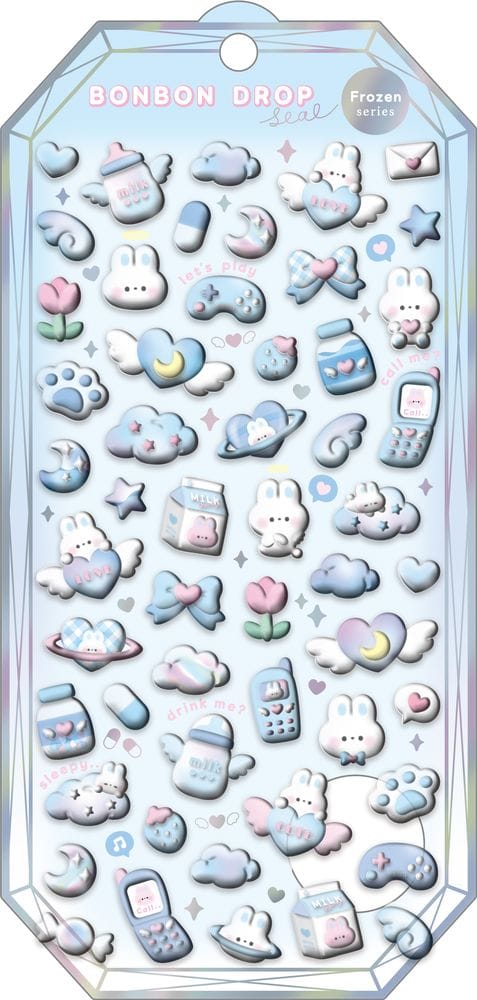 Spoon Inc Q-Lia Bon Bon Drop Frozen 3D Stickers Blue Bunny Kawaii Gifts
