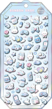 Spoon Inc Q-Lia Bon Bon Drop Frozen 3D Stickers Blue Bunny Kawaii Gifts