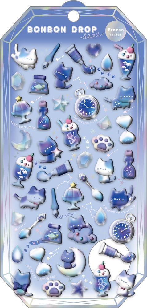 Spoon Inc Q-Lia Bon Bon Drop Frozen 3D Stickers Blue Sky Kitty Kawaii Gifts