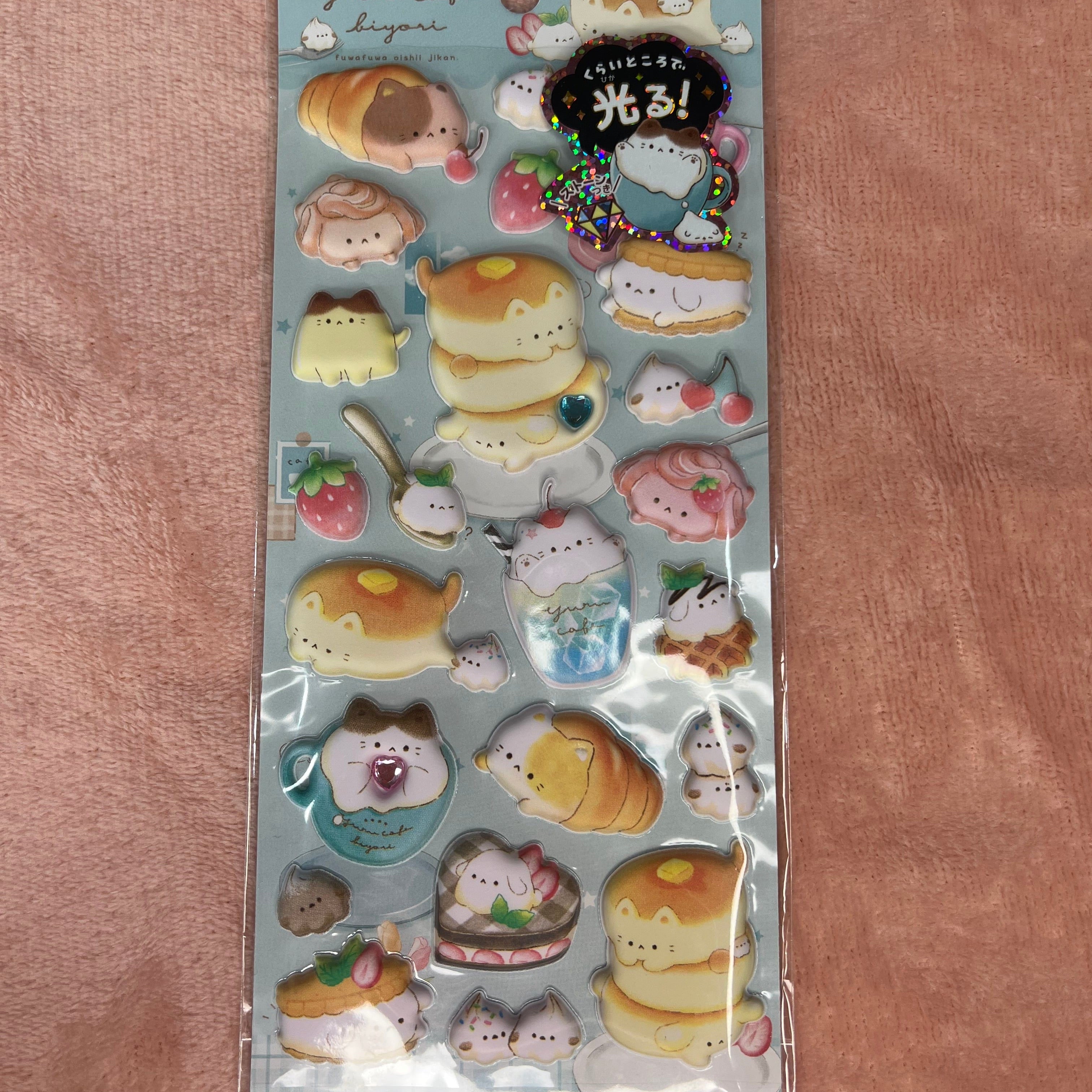 Spoon Inc Q-Lia Glow in the Dark 3D Stickers Breakfast Cats Kawaii Gifts 4550391911547