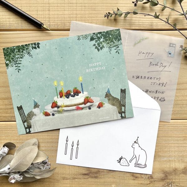 Spoon Inc Japanese Greeting Card Cat and Cake Kawaii Gifts